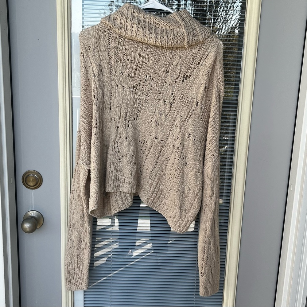 Free People Shades of Dawn Cowl Neck Sweater Beige Oversized Slouchy Size Large - Picture 3 of 8